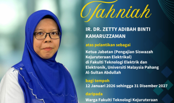 Tahniah atas pelantikan sebagai Ketua Jabatan (Pengajian Siswazah Kejuruteraan Elektrikal)
